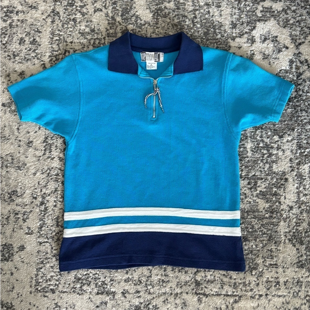 Vintage Blue Collared Top Quarter Zip Optional